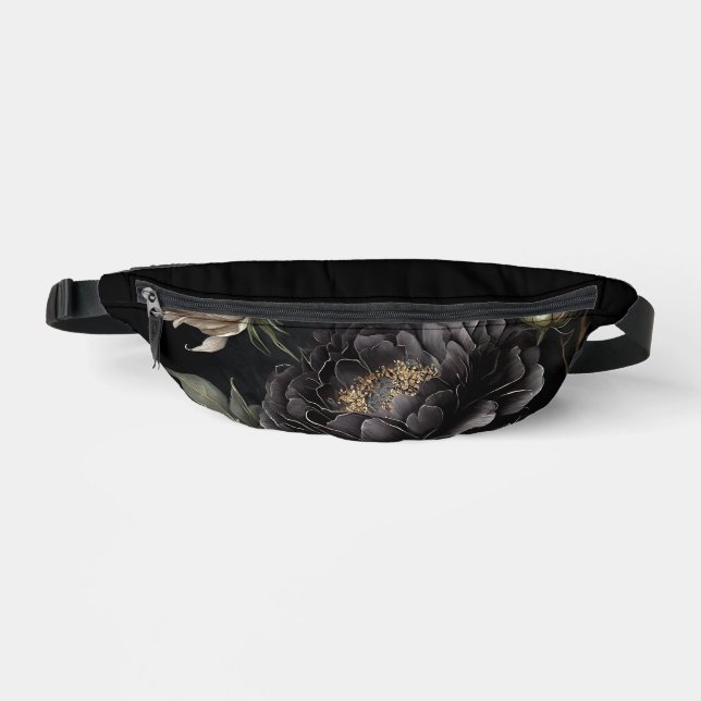  Gothic Rose Arrangement Black Flower Fanny Pack (Front)