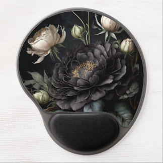 Gothic Rose Arrangement Black Flower Gel Mouse Pad
