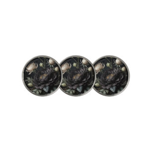Gothic Rose Arrangement Black Flower Golf Ball Marker