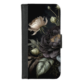 Gothic Rose Arrangement Black Flower iPhone 8/7 Wallet Case