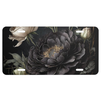  Gothic Rose Arrangement Black Flower License Plate