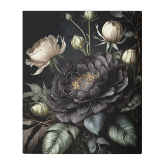 Gothic Rose Arrangement Black Flower Metal Print