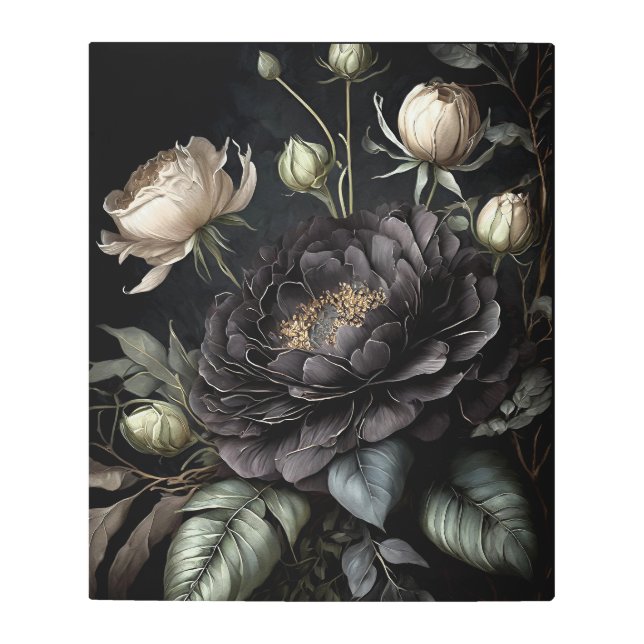  Gothic Rose Arrangement Black Flower Metal Print (Front)