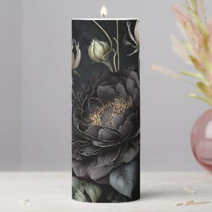  Gothic Rose Arrangement Black Flower Pillar Candle
