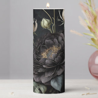 Gothic Rose Arrangement Black Flower Pillar Candle