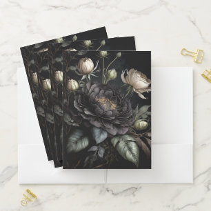 Gothic Rose Arrangement Black Flower Pocket Folder