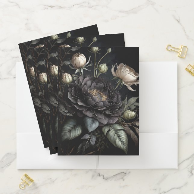  Gothic Rose Arrangement Black Flower Pocket Folder (In Situ)