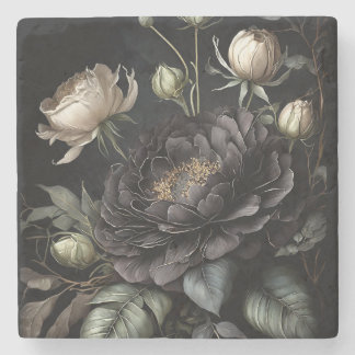  Gothic Rose Arrangement Black Flower Stone Coaster