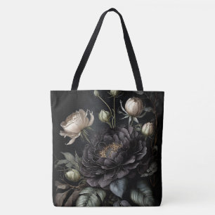 Gothic Rose Arrangement Black Flower Tote Bag
