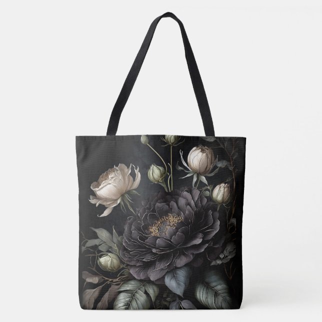  Gothic Rose Arrangement Black Flower Tote Bag (Front)