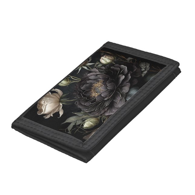  Gothic Rose Arrangement Black Flower Trifold Wallet (Bottom)
