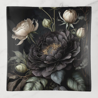  Gothic Rose Arrangement Black Flower Trinket Tray