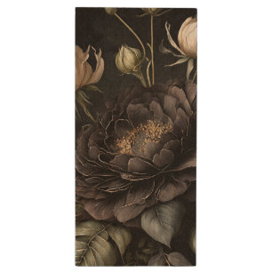  Gothic Rose Arrangement Black Flower Wood Flash Drive