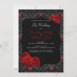 Gothic Rose Black And Red Wedding Invitation at Zazzle