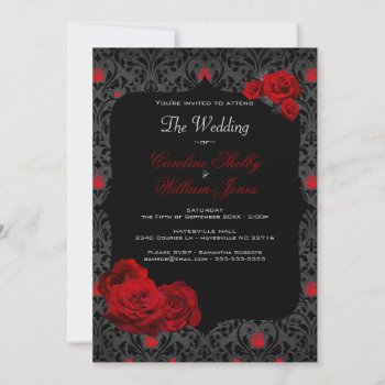 Gothic Rose Black And Red Wedding Invitation by Youre_Invited at Zazzle