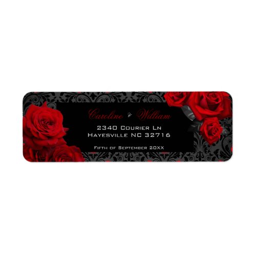 Gothic Rose Black and Red Wedding Labels