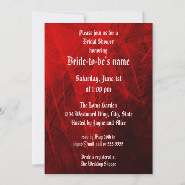 Gothic Rose Bridal Shower Invitation (Front)