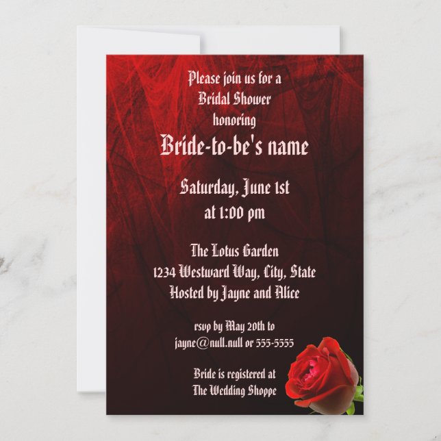 Gothic Rose Bridal Shower Invitation (Front)