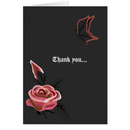 Gothic Rose Butterfly Wedding Thank You Card