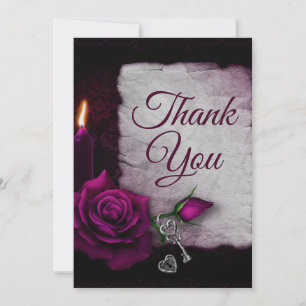 Gothic Rose, Candle and Locket Party Thank You Card