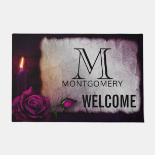 Gothic Rose, Candle, and Parchment Monogram Doormat