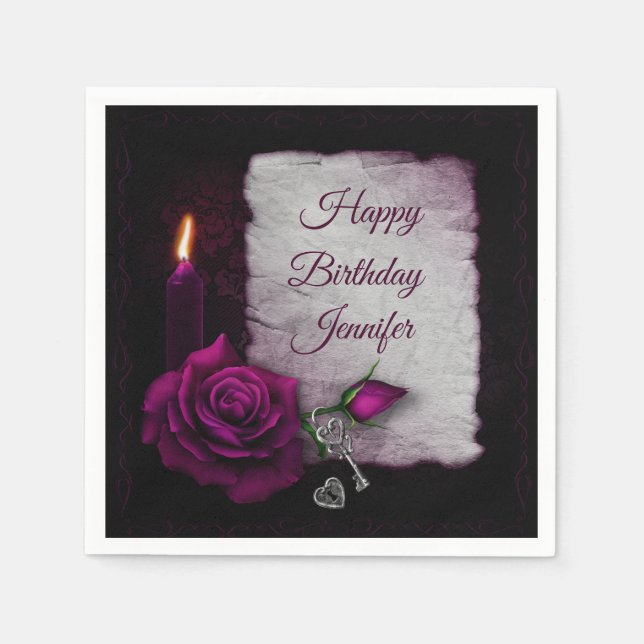 Gothic Rose, Candle, Parchment and Locket Napkins (Front)