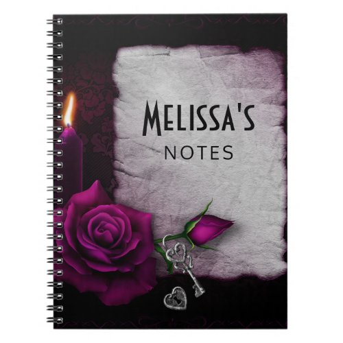 Gothic Rose Candle Parchment and Locket Notebook