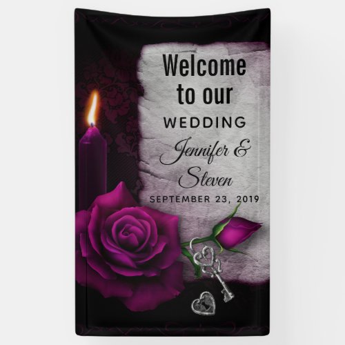 Gothic Rose Candle Parchment and Locket Wedding Banner