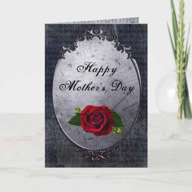 Gothic Rose & Cobwebs Mother's Day Card (Front)