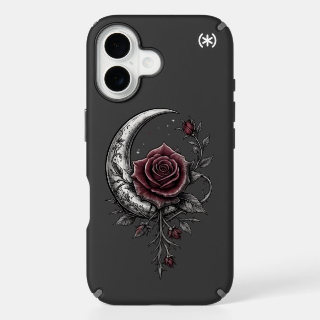 Gothic Rose Crescent Moon Dark Floral Artwork Speck iPhone Case (Front)