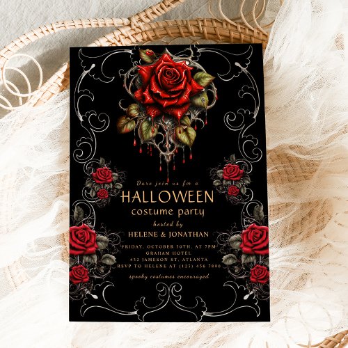 Gothic Rose Dark Adult Halloween Party Invitation