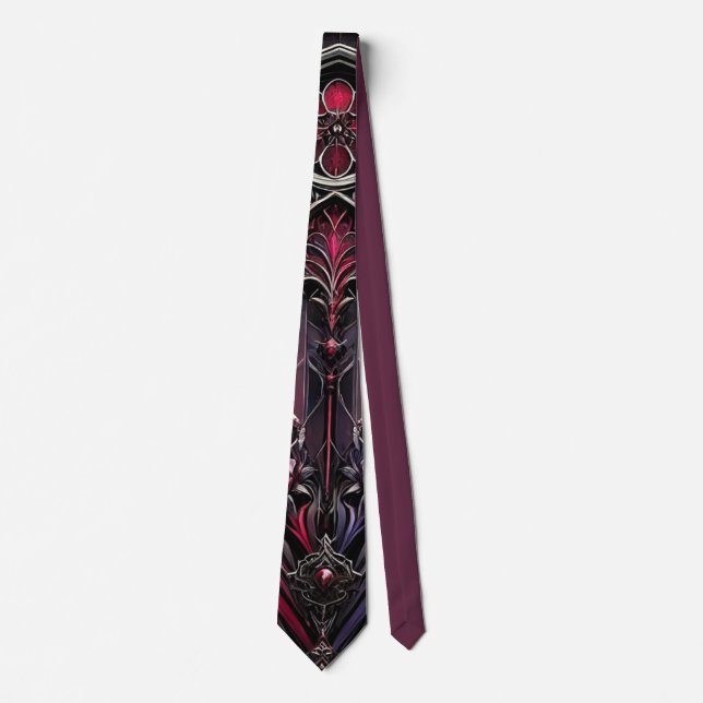 Gothic Rose Design Neck Tie (Front)