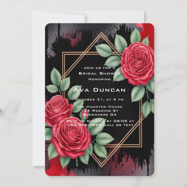 Gothic Rose Frame Bridal Shower Invitation (Front)