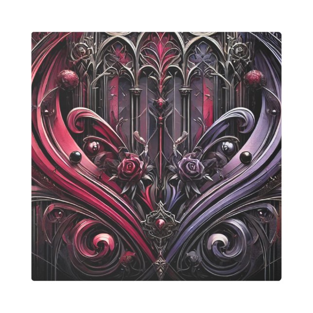 Gothic Rose Metal Wall Art (Front)