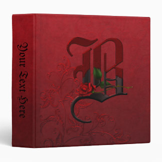Gothic Rose Monogram B 3 Ring Binder