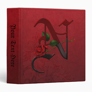 Gothic Rose Monogram N 3 Ring Binder