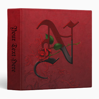 Gothic Rose Monogram N 3 Ring Binder