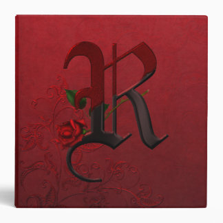Gothic Rose Monogram R 3 Ring Binder
