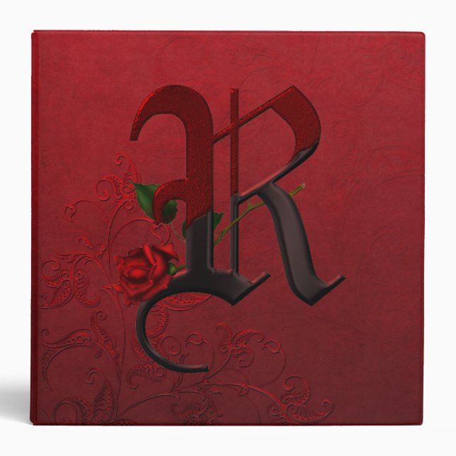 Gothic Rose Monogram R 3 Ring Binder (Front)