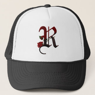 Gothic Rose Monogram R Trucker Hat