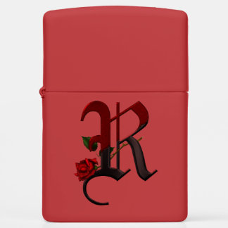 Gothic Rose Monogram R Zippo Lighter
