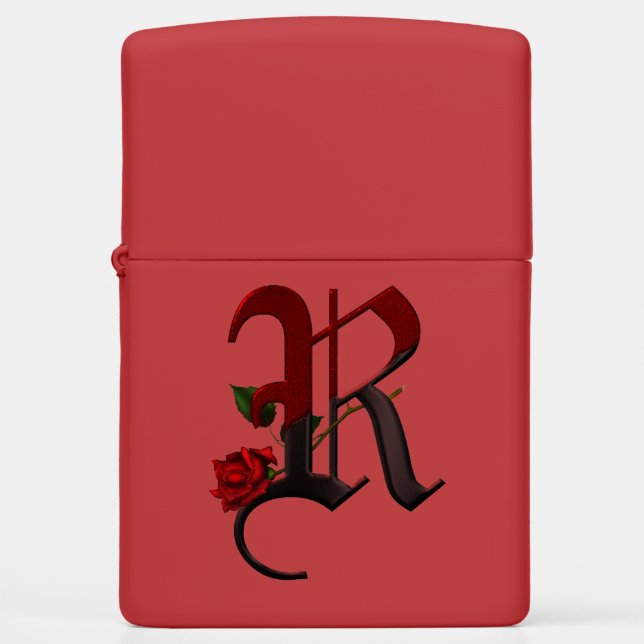 Gothic Rose Monogram R Zippo Lighter (Front)