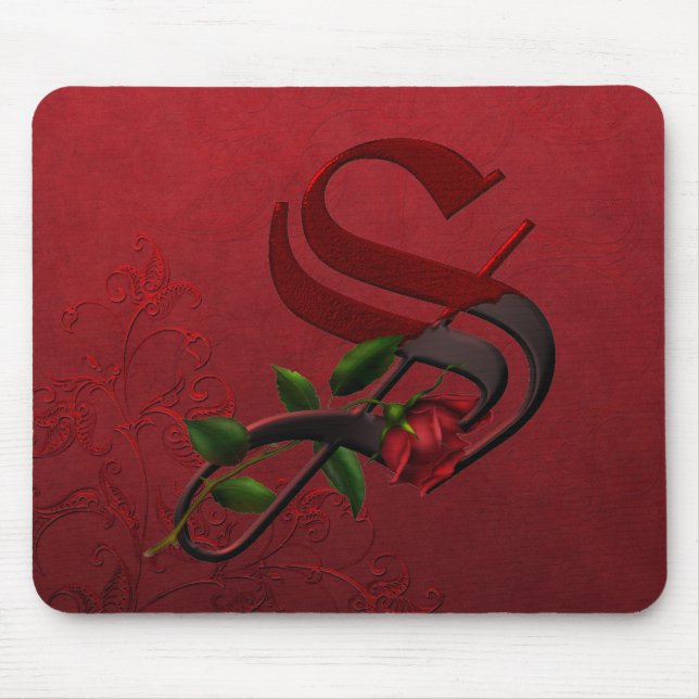 Gothic Rose Monogram S Mouse Pad (Front)