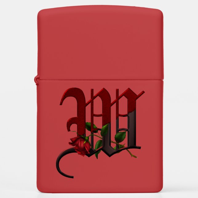 Gothic Rose Monogram W Zippo Lighter (Front)