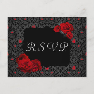 Gothic Rose Red and Black RSVP Card