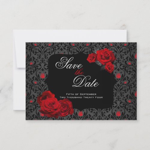 Gothic Rose Red and Black Save The Date