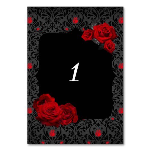 Gothic Rose Red and Black Table Number