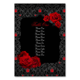 Gothic Rose Red and Black Table Number