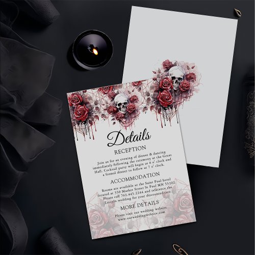 Gothic Rose Skull Wedding Details Enclosure Card