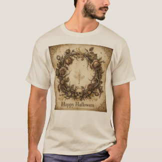 Gothic Rose Skull Wreath T-Shirt